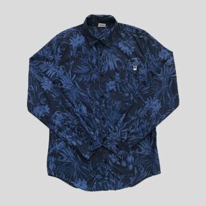 DC Navy Blue Long Sleeve Floral Hawaiian Cotton Skater Shirt Mens Size S